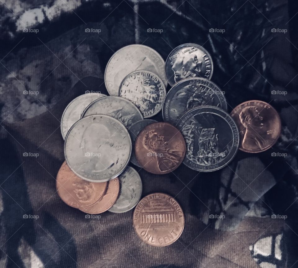 Coins- currency on a dark background 