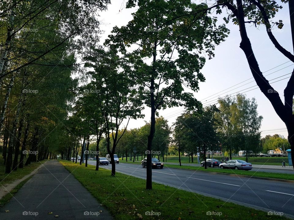 Walking down the street 