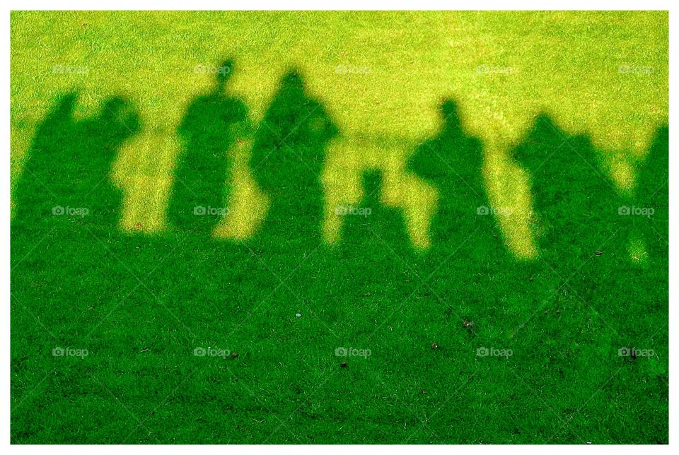 shadow of people on garden grass