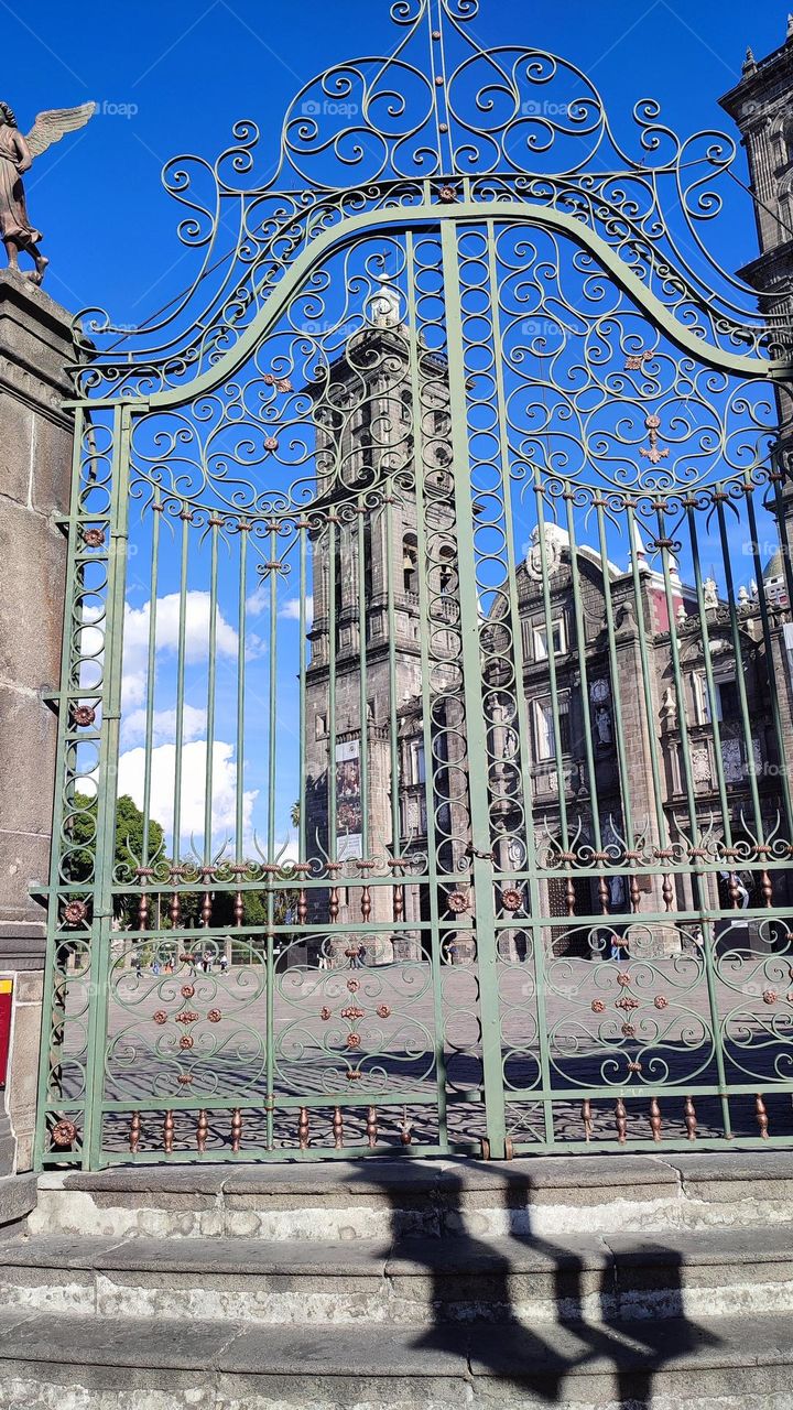 Metal gate Cathedral Puebla