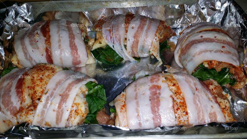 Bacon Wrapped Stuffed Chicken Thighs