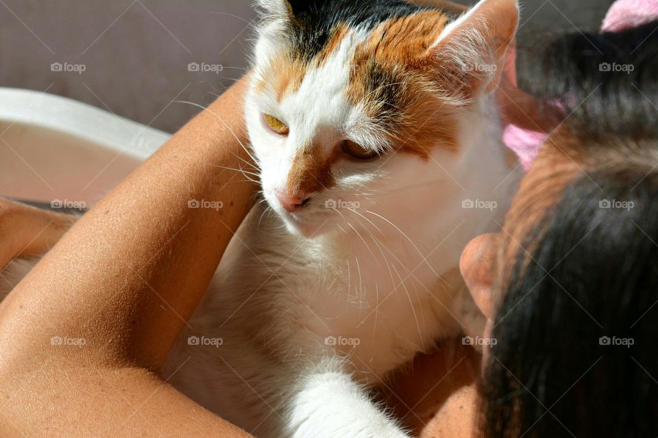 woman and cat happiness