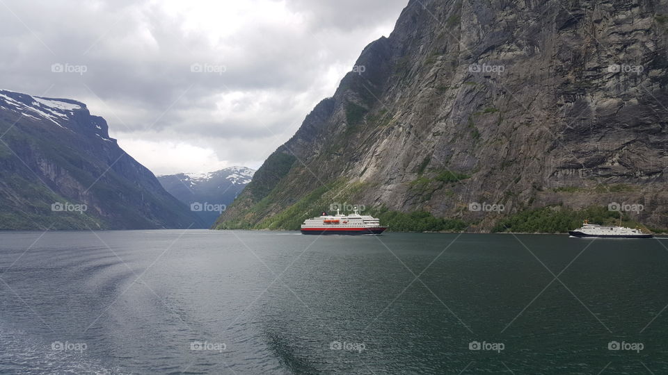 Water, Landscape, Mountain, Fjord, No Person