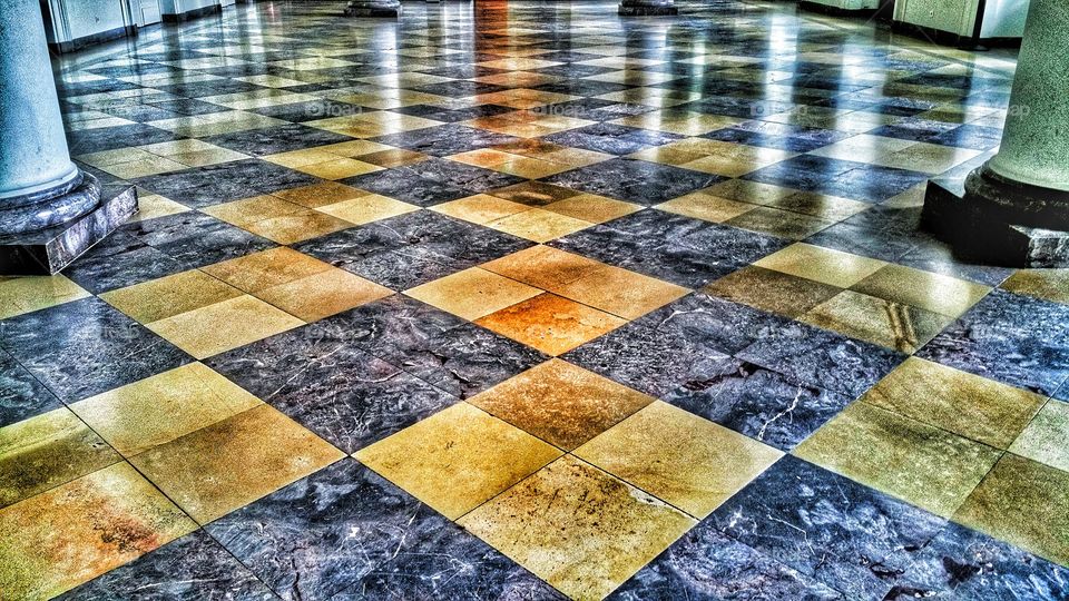 Schachbrettboden Schloss Koblenz Germany