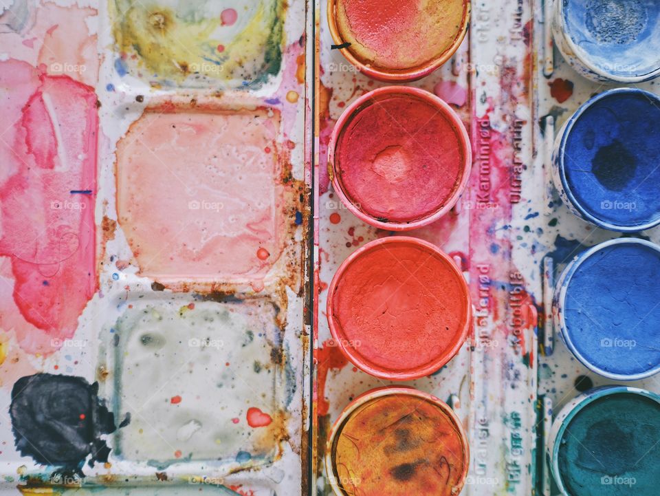 Full frame shot of watercolor paints