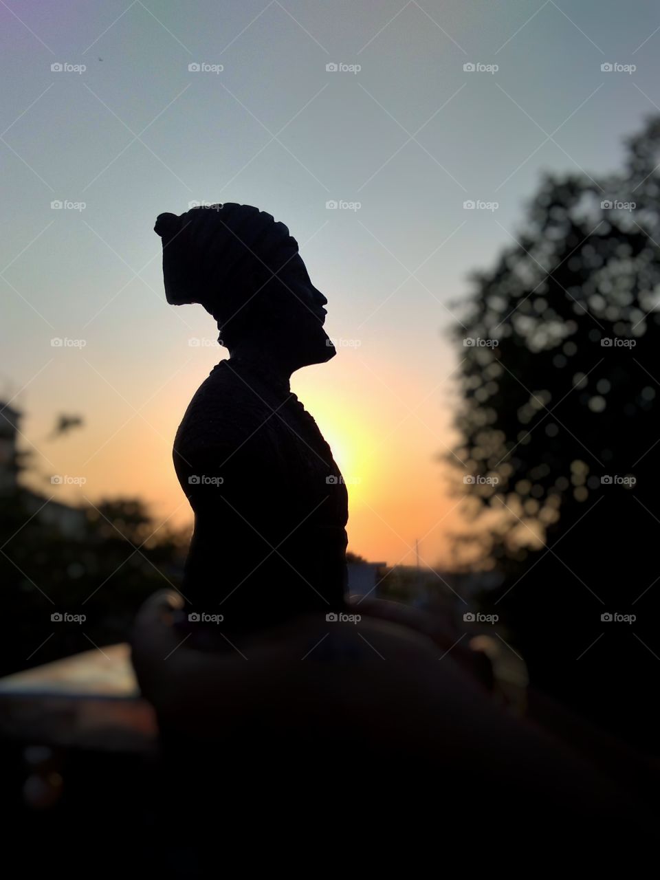 A Shadow photo of a statue of Indian maratha king Chatrapati Shivaji Maharaj