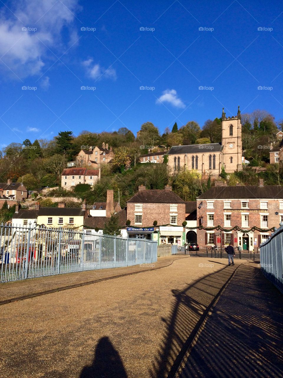 On the Ironbridge on a sunny afternoon. Beautiful sky barely a cloud up there. Summertime outings. 