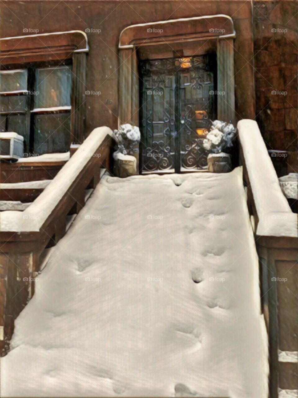 Snow, Brownstone Architecture, Upper Westside, New York City,
