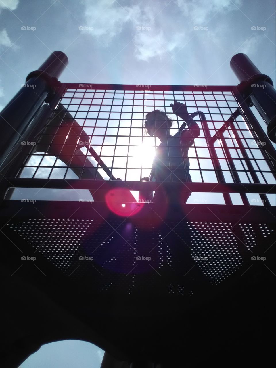 Playing on the playground equipment