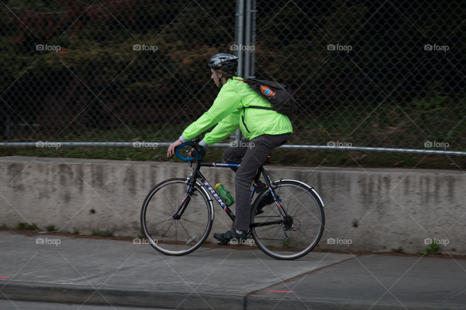 Tourist riding bike