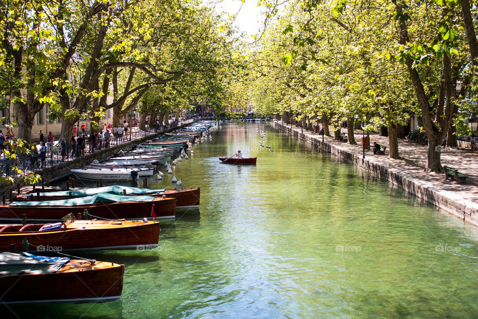 View of boats in canal