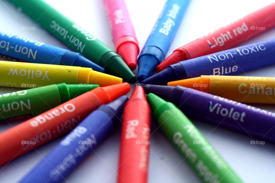 different colored crayons