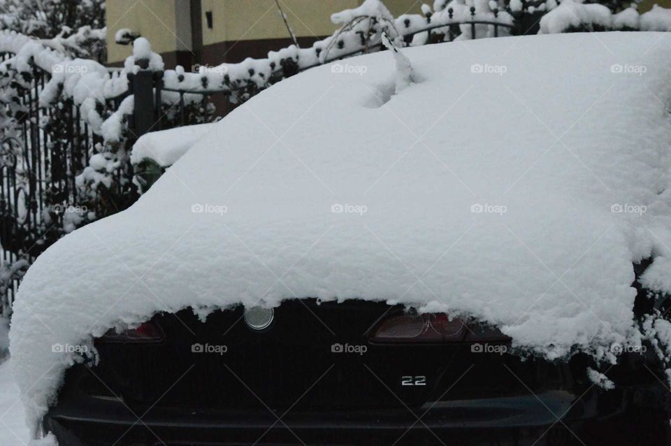 snowy car