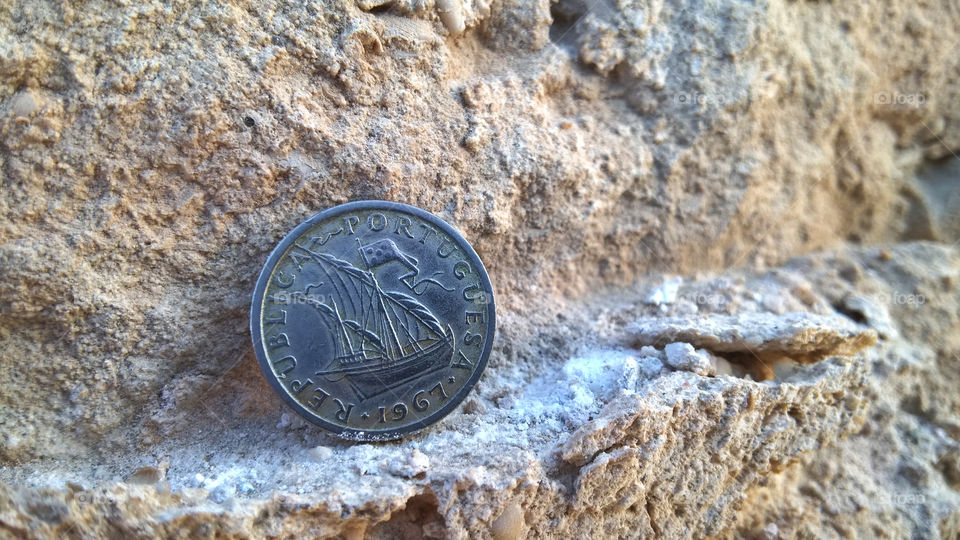 Old Portuguese coin in the Bahrain fort