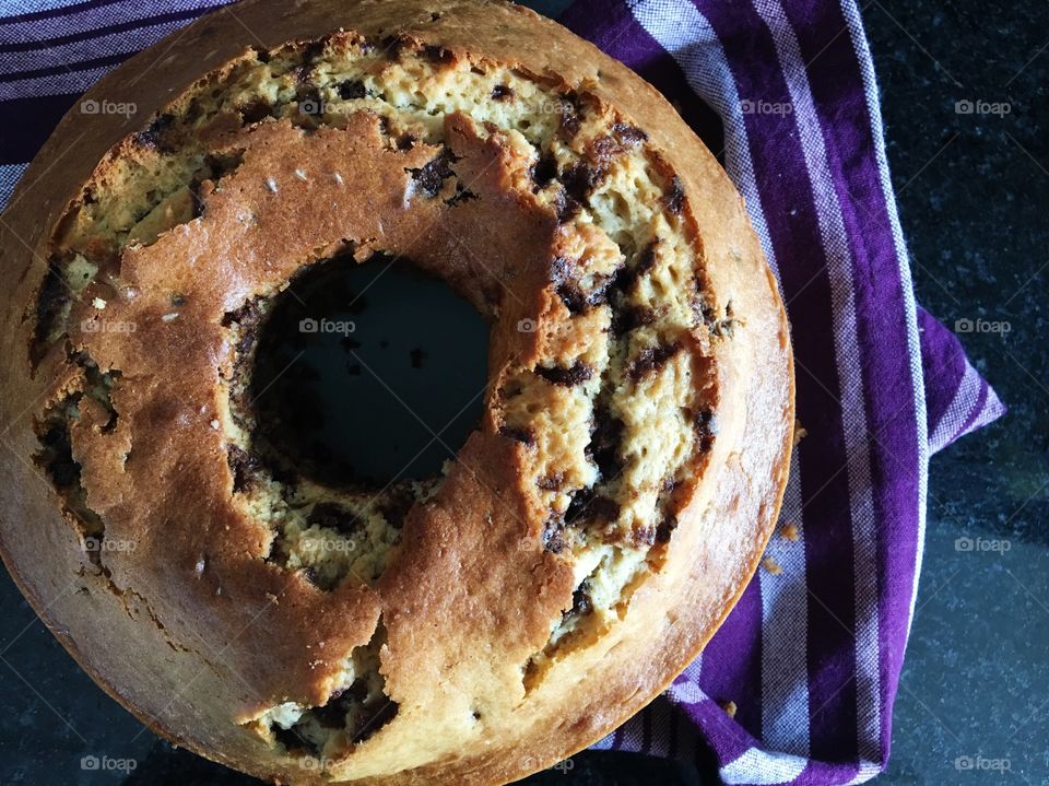 Homemade chocolate chip cake