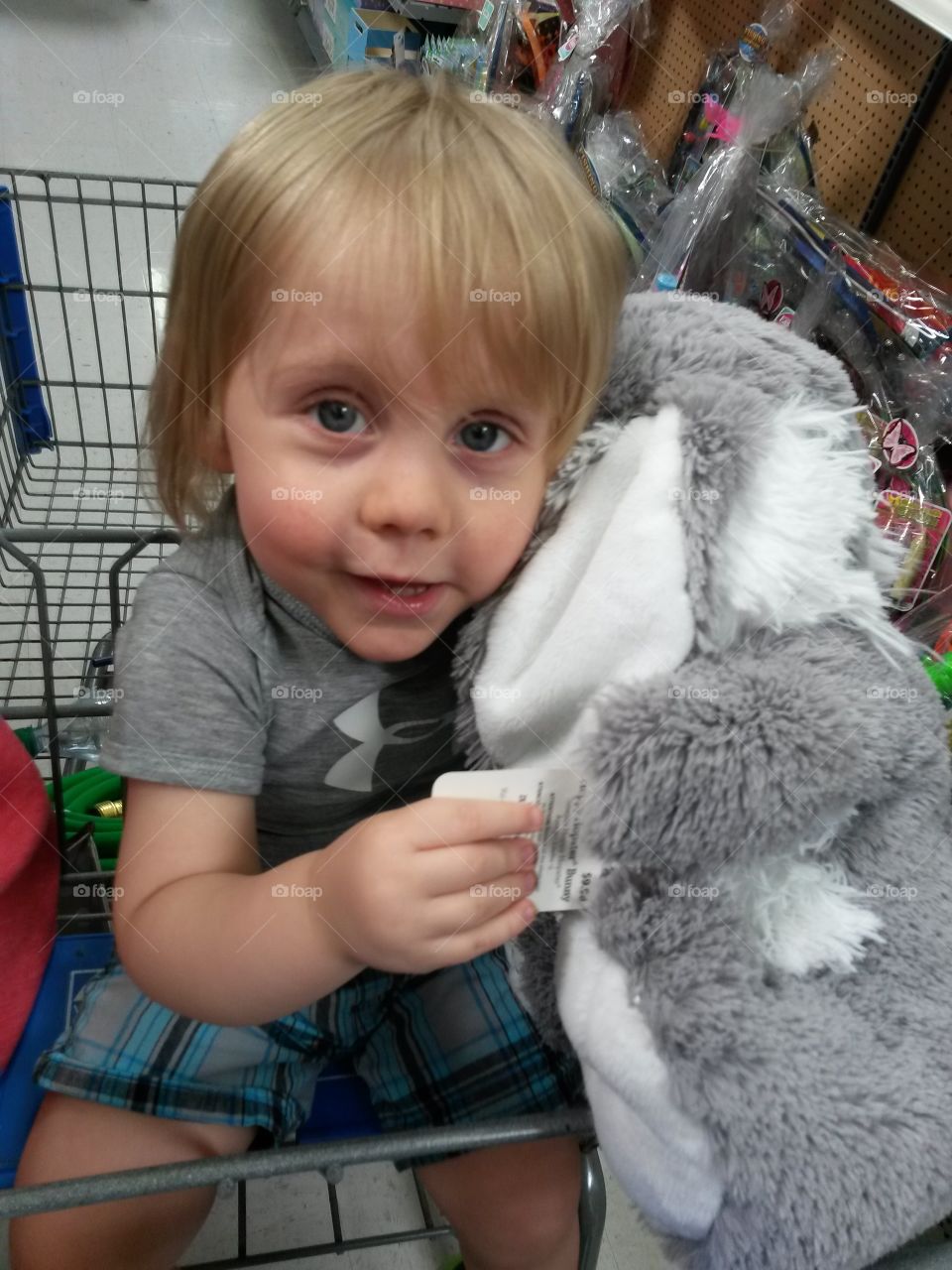 Toddler with stuffed bunny