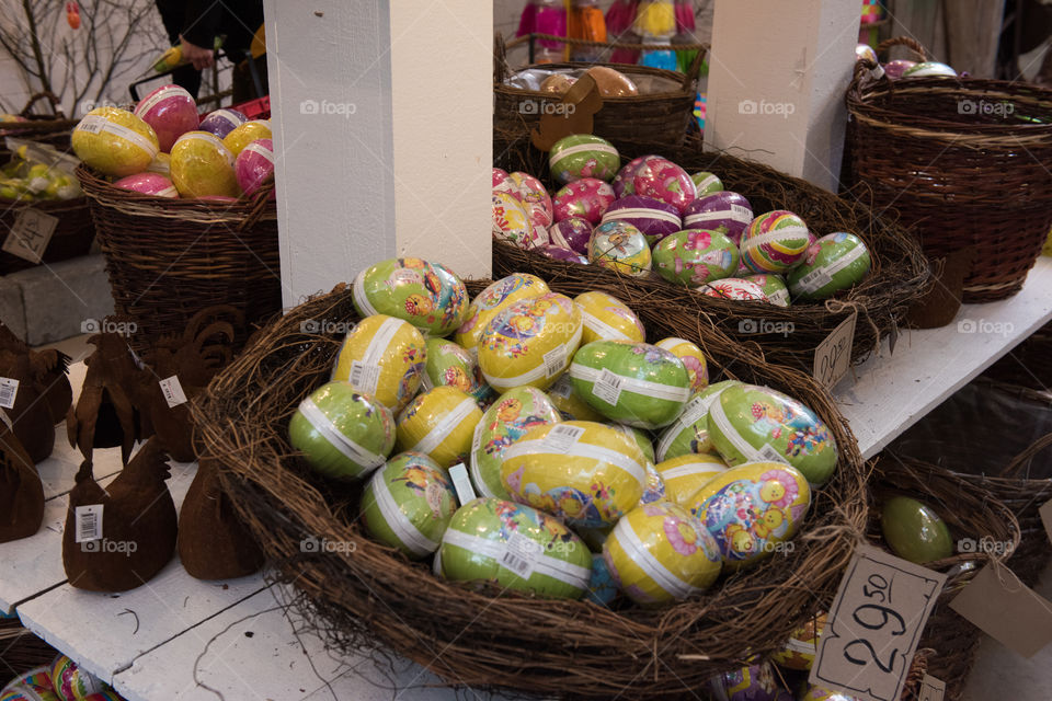 Easter eggs on display at local store.