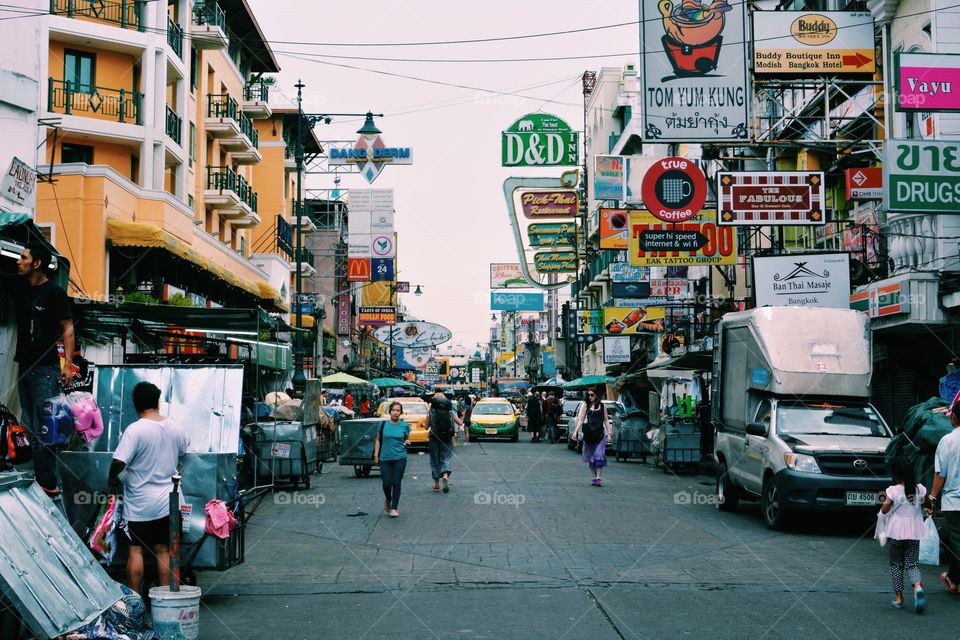 Khaosan Road, Bangkok Thailand. Taken during my travels in Southeast Asia. The very popular backpackers road in Bangkok