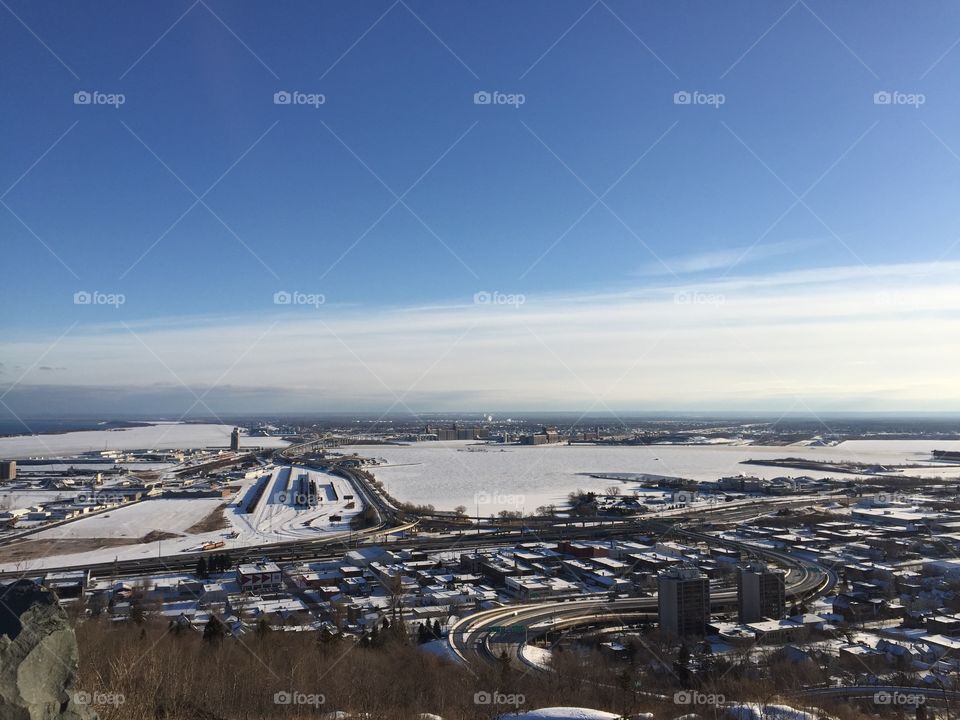 Over view of Duluth, Minnesota in winter