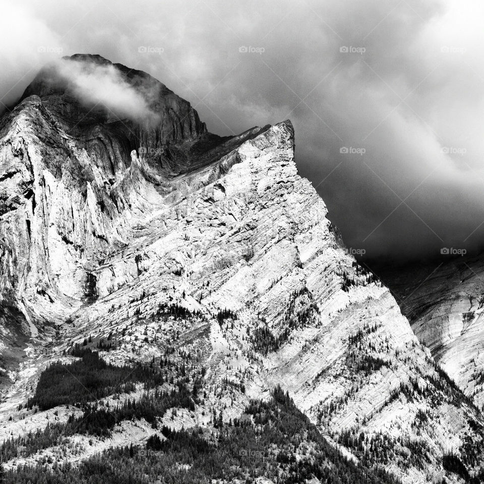 mountain cloudy foggy winter by redrock