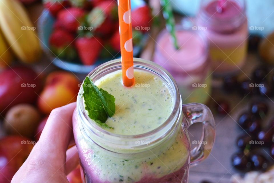 Fruit smoothies with fresh fruit 