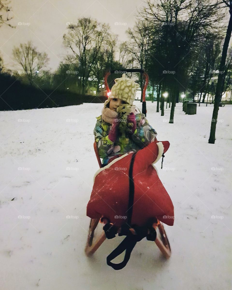 Winter walk at late evening