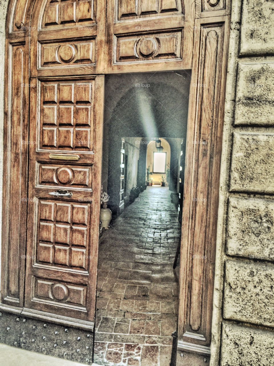 Vintage door in Montepulciano Italy
