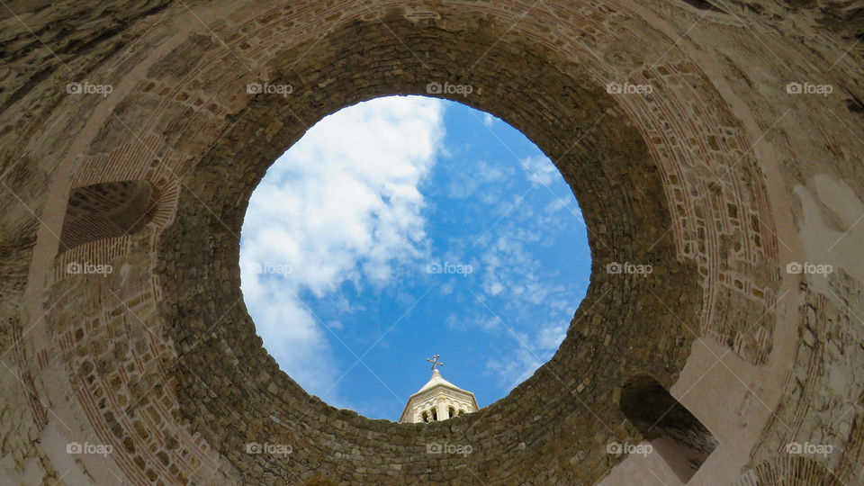 looking up in Split, Croatia