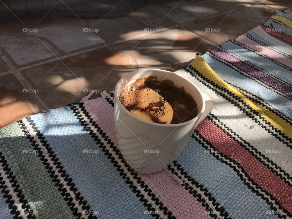 Black Turkish coffee on a sunny Sunday afternoon. 