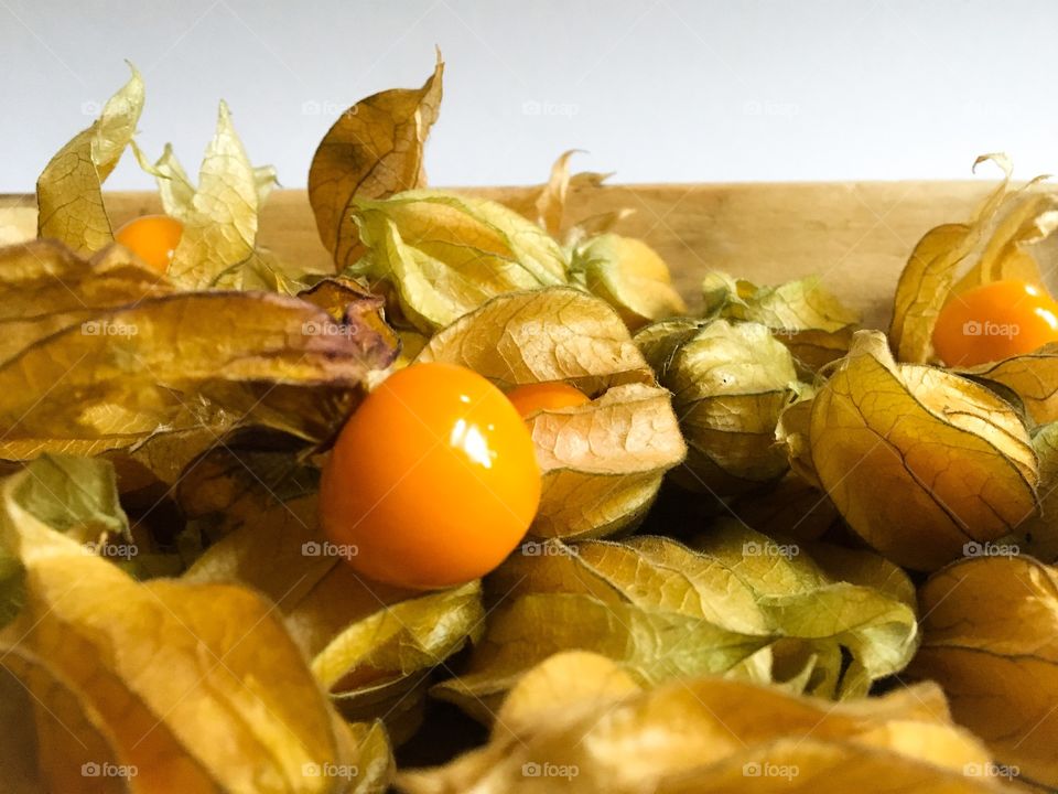 Close up of cape gooseberries, commonly referred to as physalis