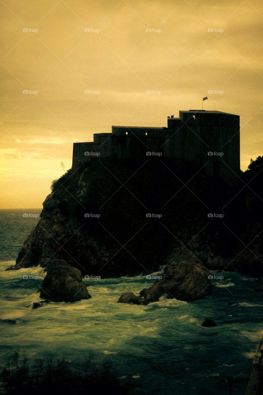 beach ocean tower silhouette by Sheldonsteere