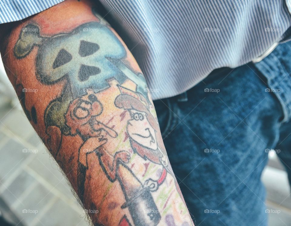 Tattoo of cartoon characters
