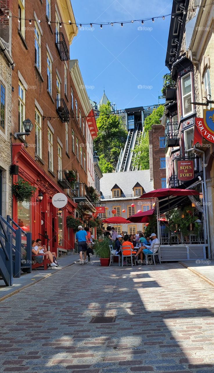 People in colorful restaurant,