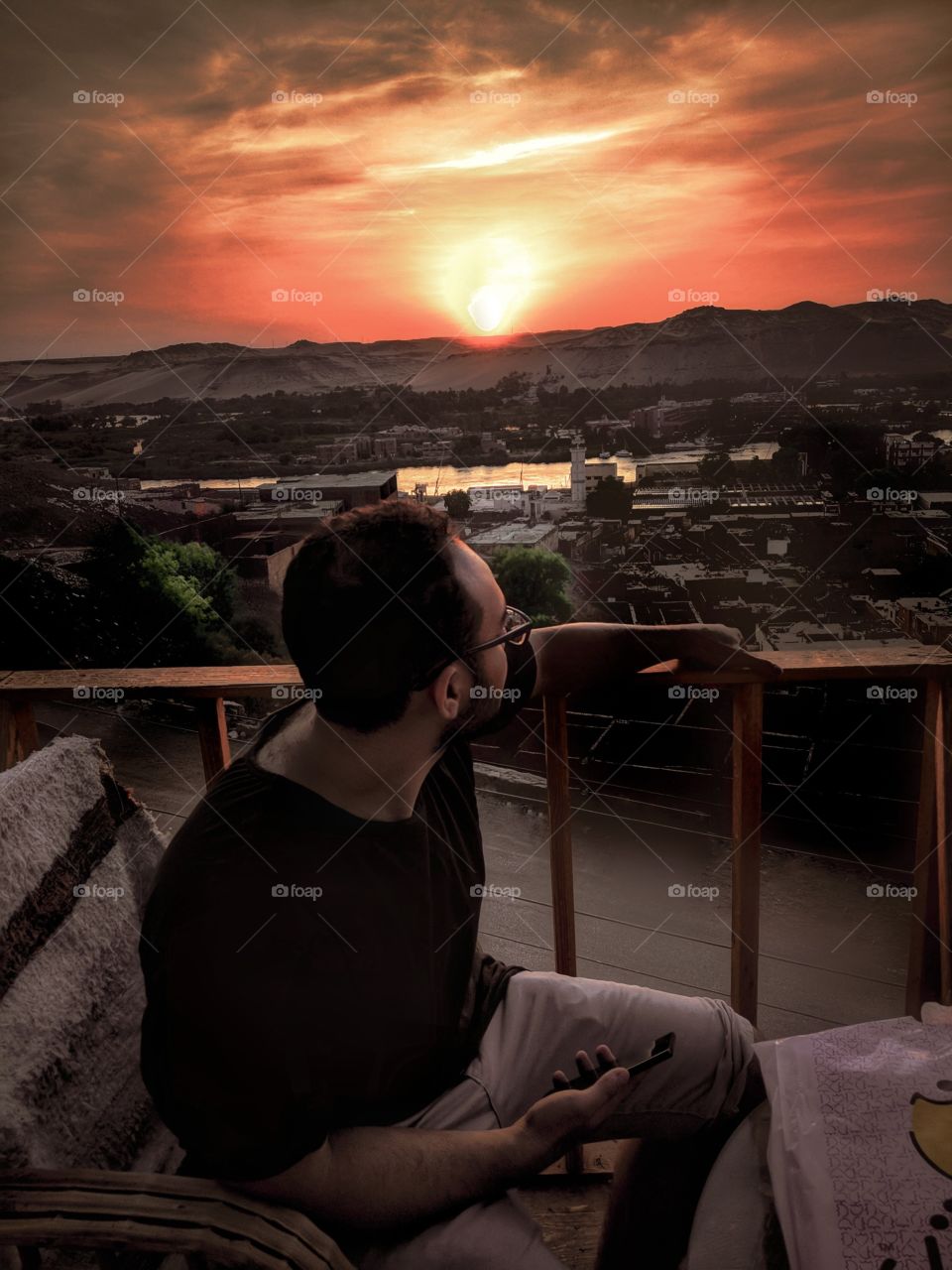 Sunset  with nile view .. good time with a friend of mine !