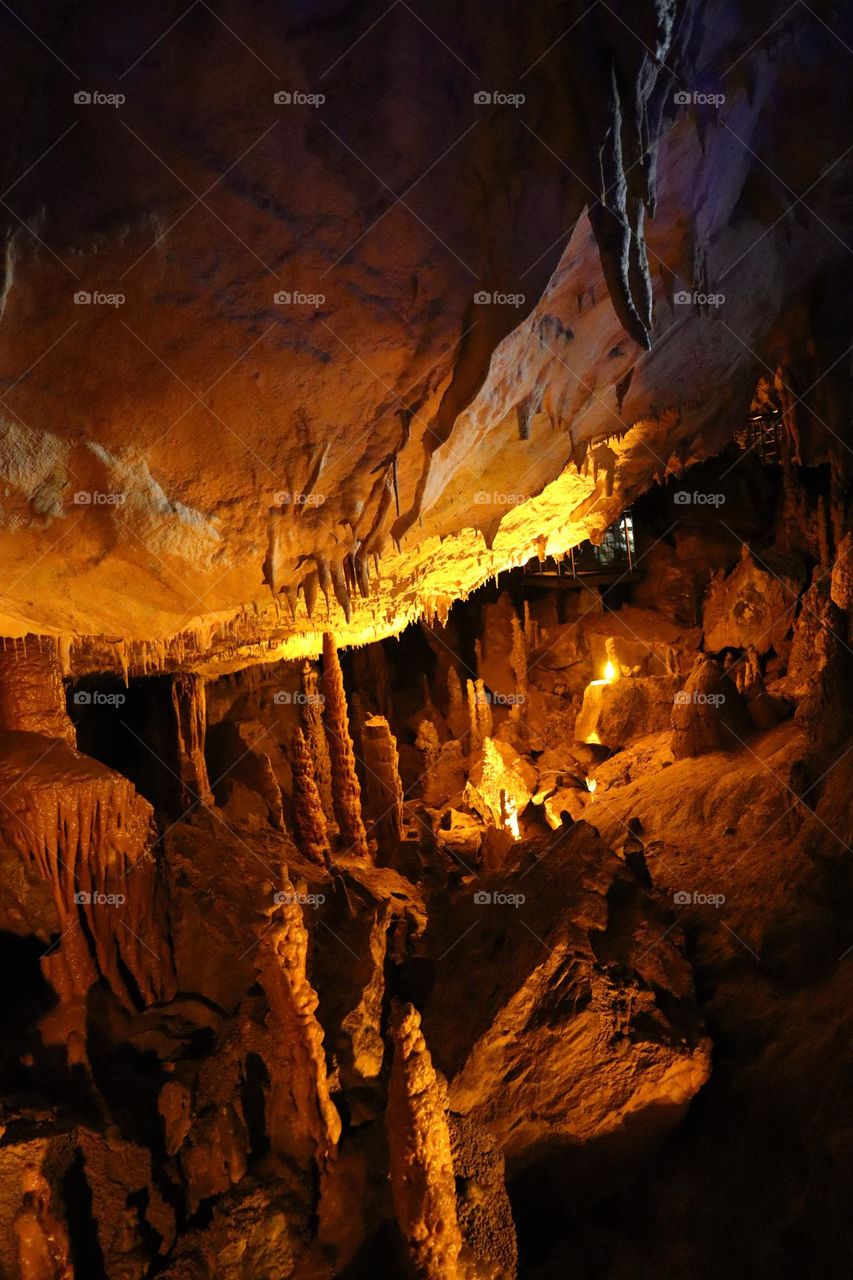 Gokgol cave underground formations, stalactites and stalagmites