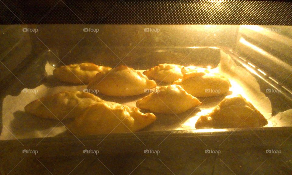 Pies are baked in the oven