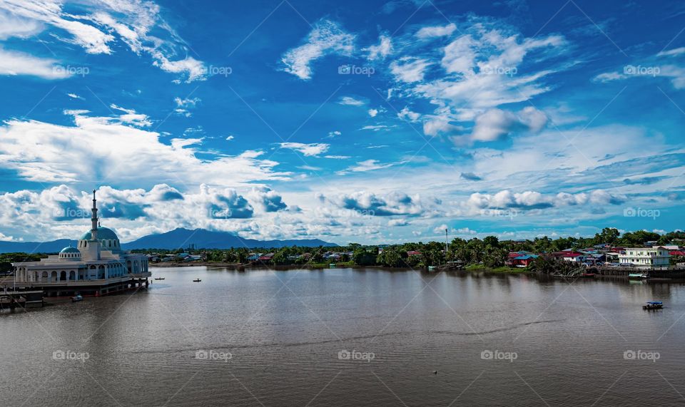 Beautiful landscape by Sarawak River in Kuching Malaysia