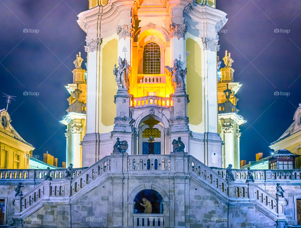 Night Lviv city scene