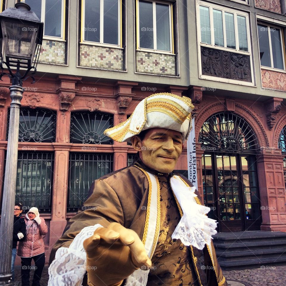 Golden Man. Photo taken of man in Frankfurt 