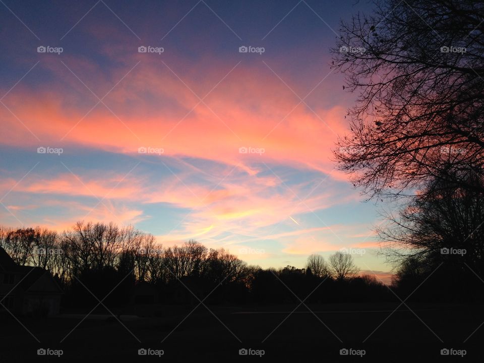 A pink evening sky in the month of October Battle Creek Michigan
