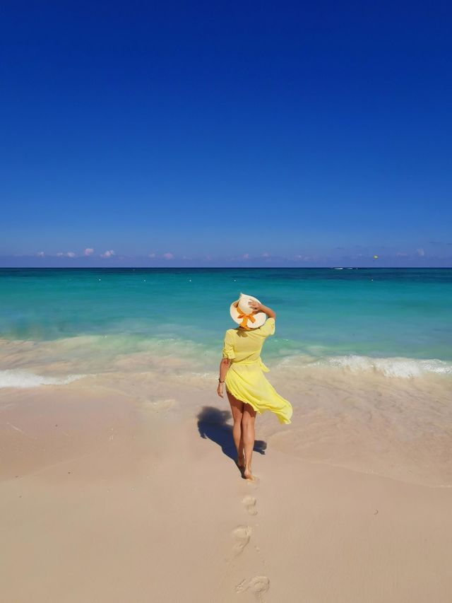 Summer time on the beach. Holiday in Dominican Republic. Sea, sand, sun.