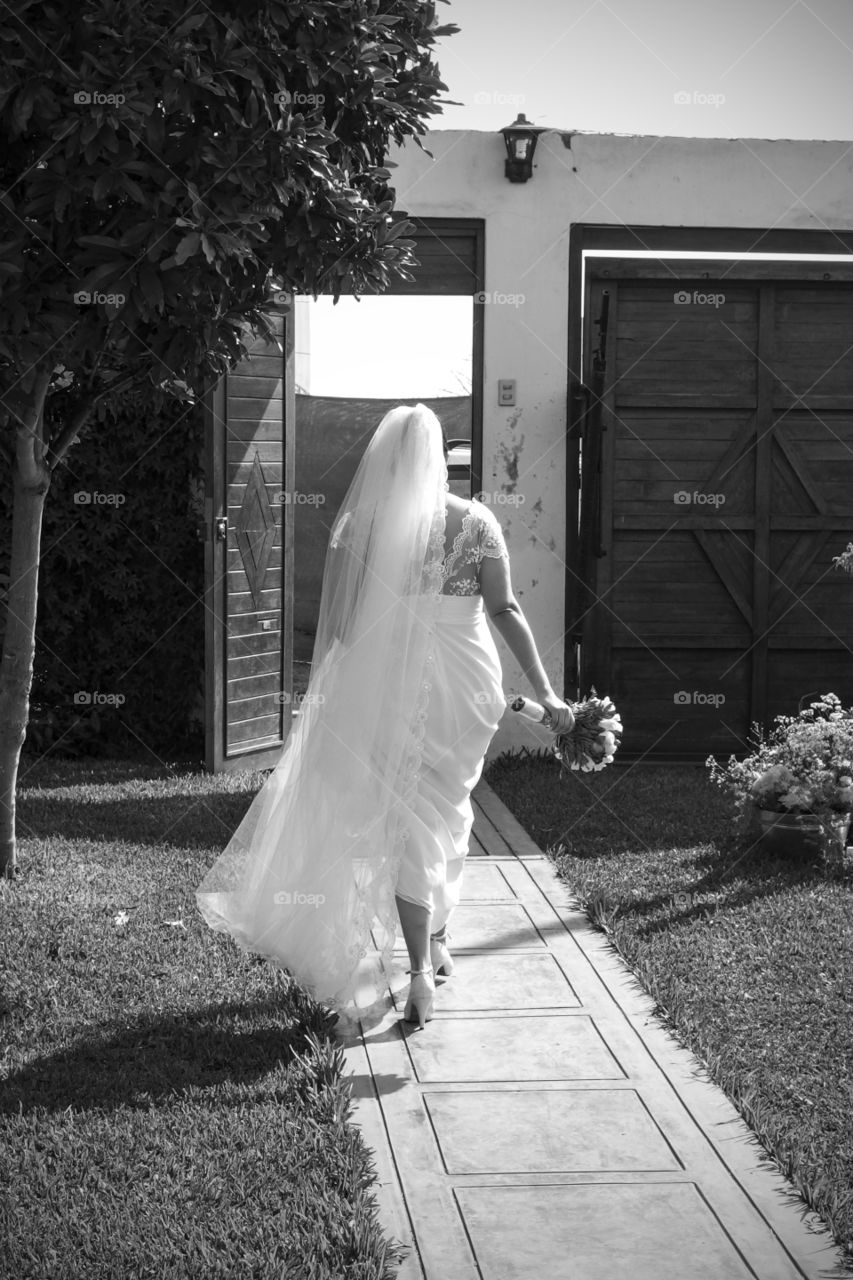 Bride escaping