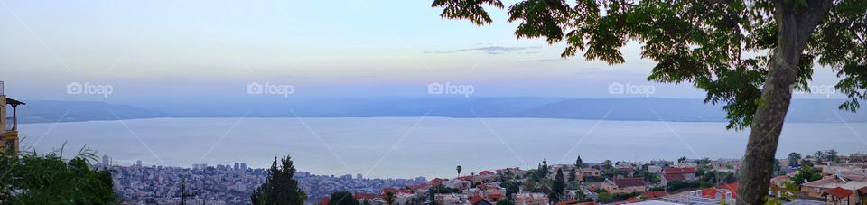 panoramic view of the lake Galilee aka Tiberias aka Genesareth of Israel