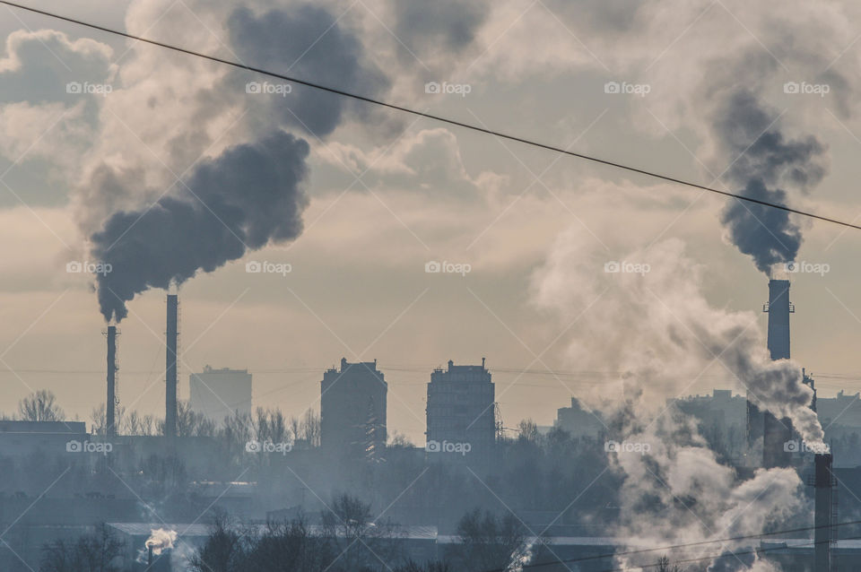 pollution pipes urban industrial view from my window