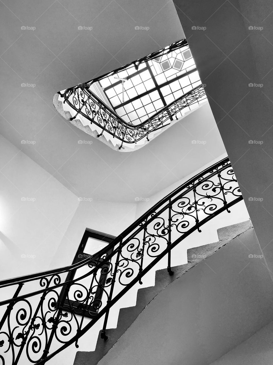 Black and white picture of stairs