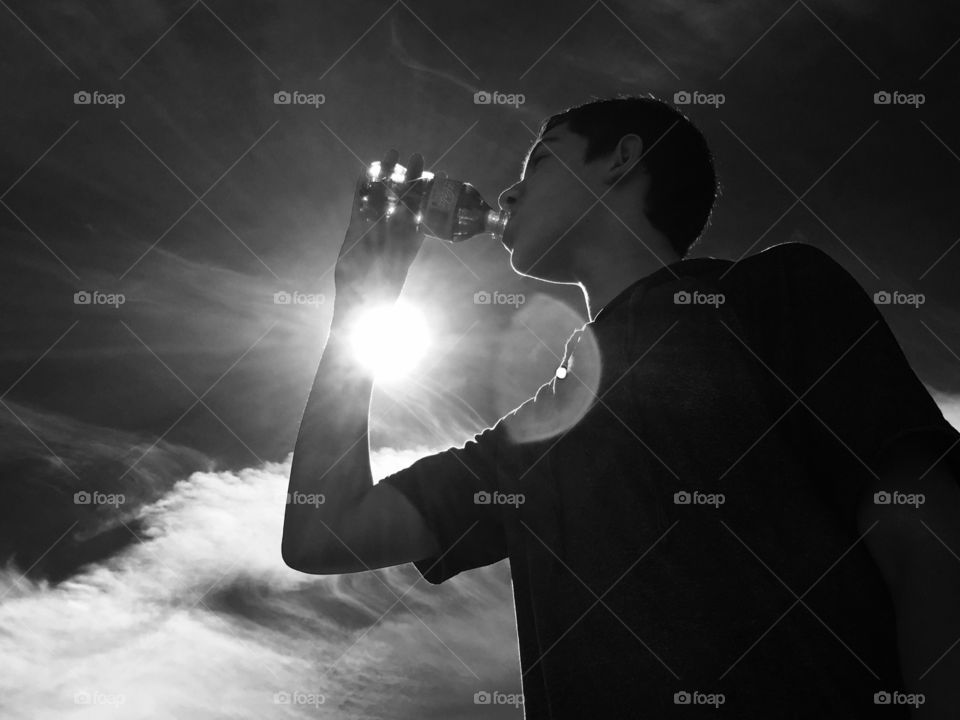 Refreshing drink in the sunrays