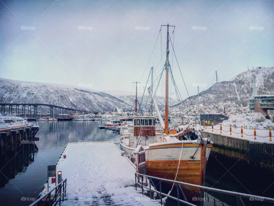 Tromsø waterfront during winter 