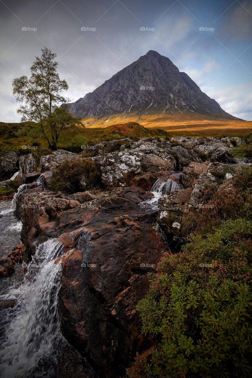 Scenic view of waterfall