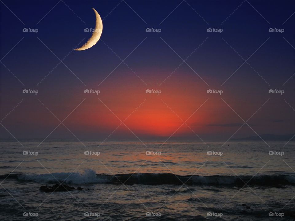 Moon in October at Naples ( Italy ).