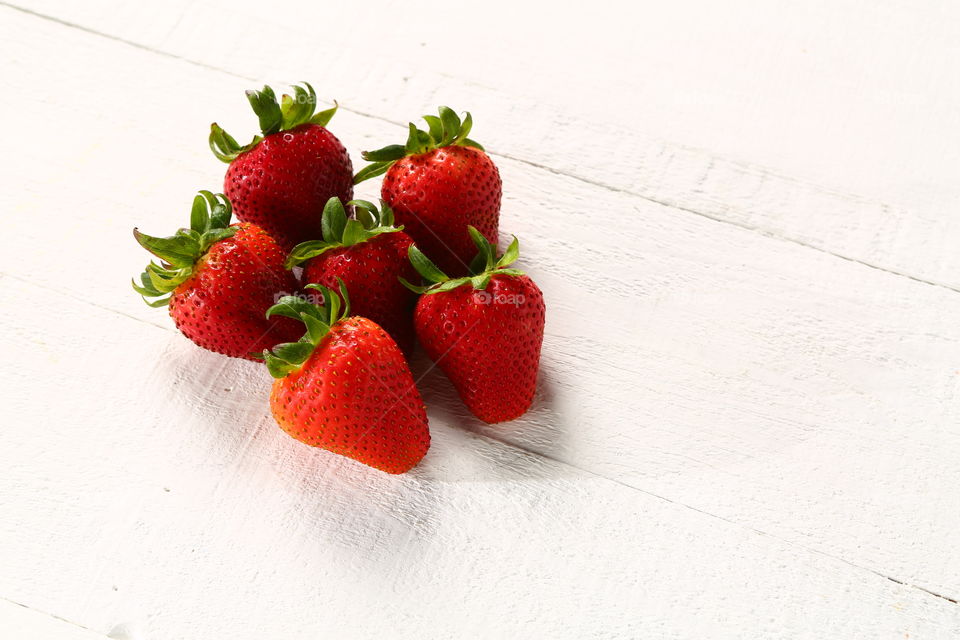 Set of fresh red strawberries fruit